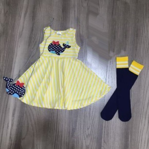 Whale Dress Socks & Purse Girls Outfit Set - Picture 1 of 2